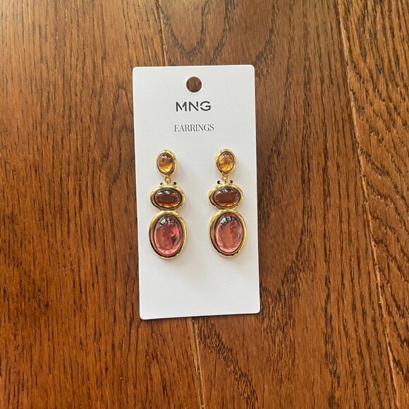 NWT - Mango Women's Earrings with Geometric Appliqué - Picture 5 of 7